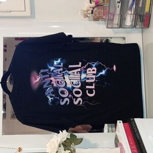Anti Social Social Club Black Tee with Colorful Logo
